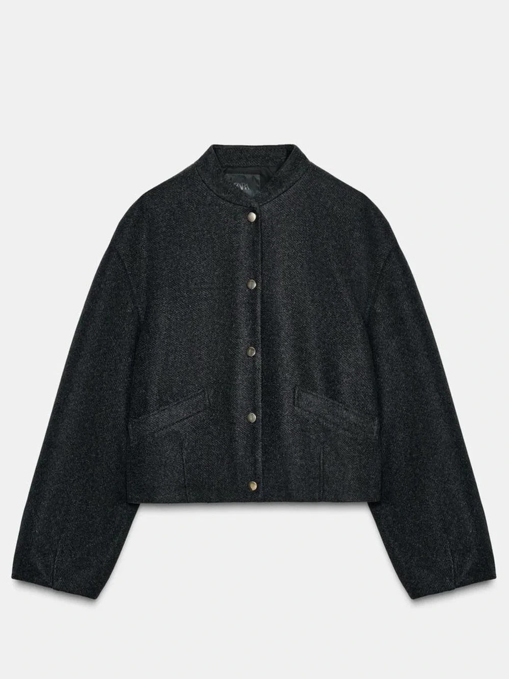 ZARA Soft Charcoal Bomber Jacket, Elastic Hem